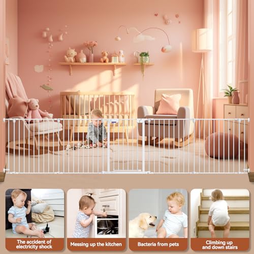 Extra-Wide Adjustable Baby Gate with Auto Close Door