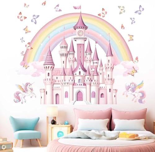 Amimagen Rainbow Castle Wall Stickers for Girls