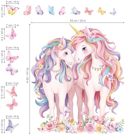 Decalmile 2 Large Unicorn Wall Decals for Kids Room and Baby Nursery