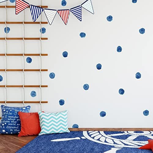 72pcs 22 Inch Sea Blue Polka Dots Wall Stickers for Kids Removable Peel and Stick Decor