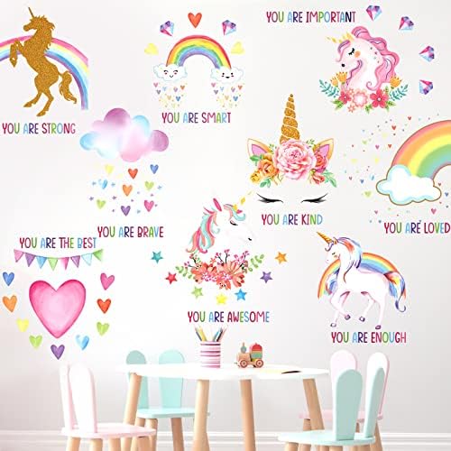 9 Pieces Unicorn Wall Stickers for Girls Bedroom Decor