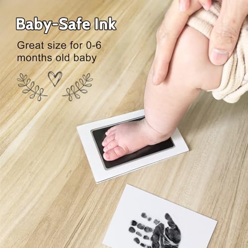 Pink Baby Handprint Footprint Frame with Stamps