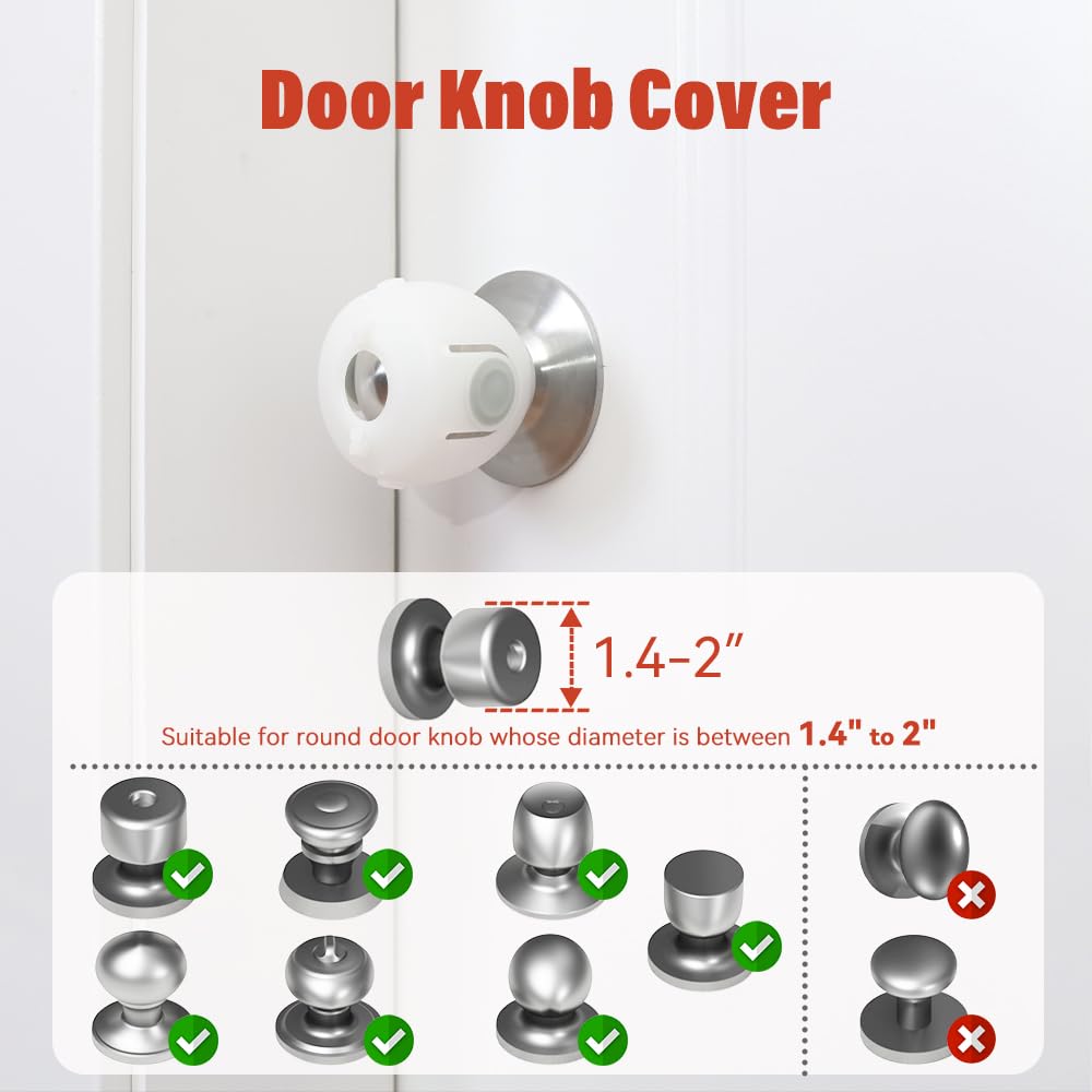 EUDEMON 4 Pack Baby Safety Door Knob Covers