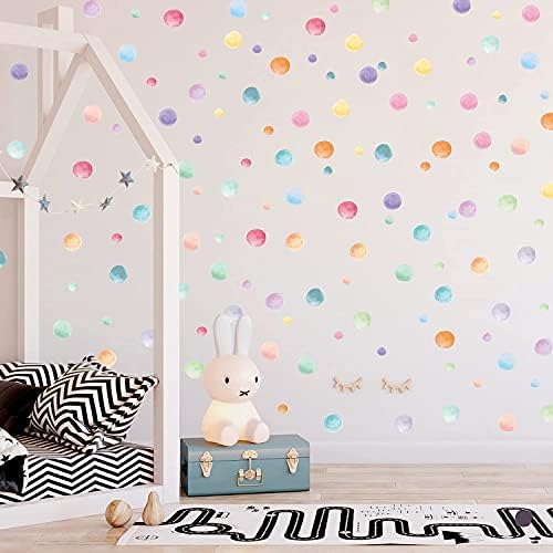 123 Pcs Pastel Polka Dot Wall Stickers Multicolor Circle Decor for Nursery and Kids Room