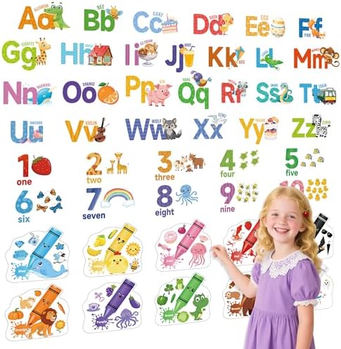 Alphabet Numbers Wall Decals for Kids Room Decor