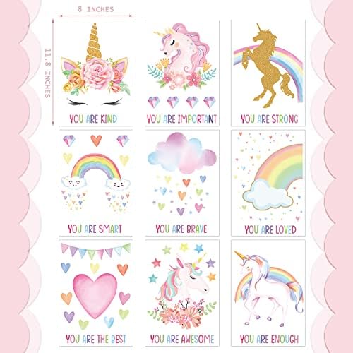 9 Pieces Unicorn Wall Stickers for Girls Bedroom Decor