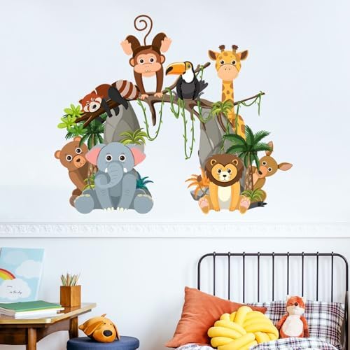 Jungle Animals Wall Decals for Kids Room and Nursery