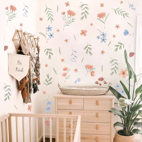 Lamkidle Boho Floral Wall Decals for Kids Room Decor