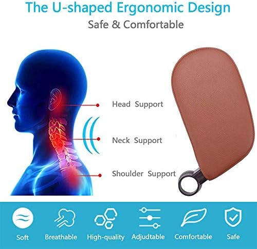 JSKRL Car Headrest Pillow 360 Adjustable PU Leather Support Cushion for Kids Adults Travel Sleeping