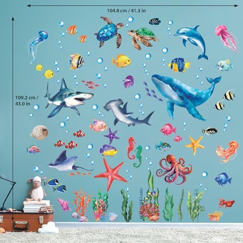 DECOWALL DS12-8078 Sea Animals Wall Stickers for Kids