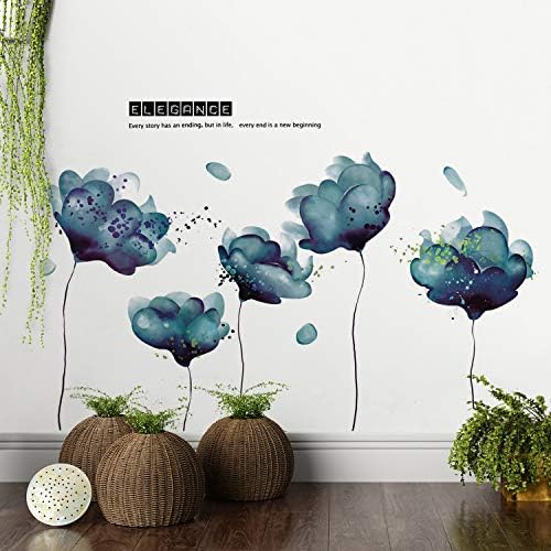Amaonm 3D Light Blue Dream Flower Wall Sticker for Girls and Kids Rooms