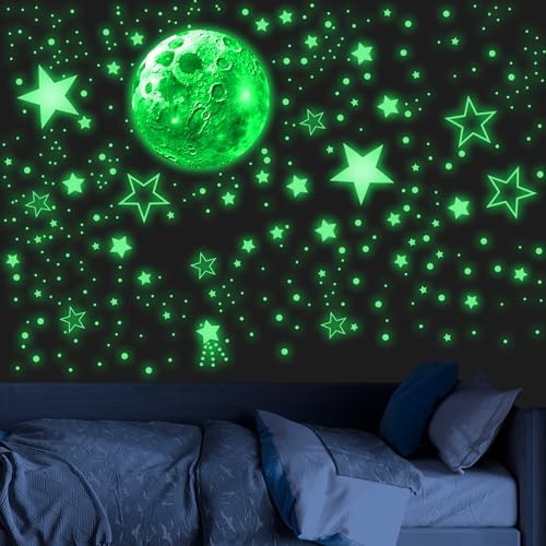 Glow in the Dark Stars and Moon Sticker for Wall and Ceiling Decor