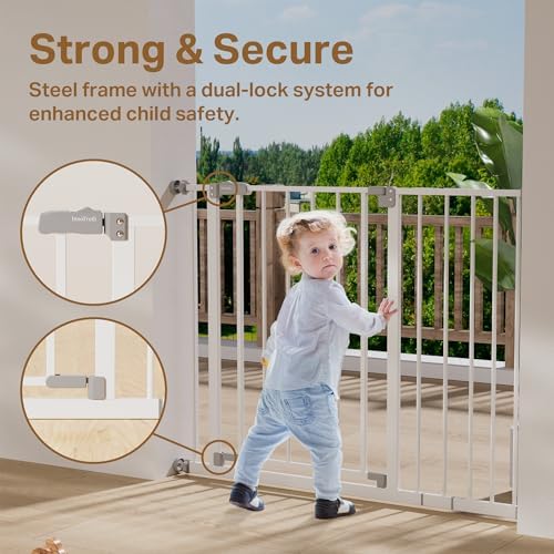 InnoTruth Baby Gate for Stairs and Doorways - White