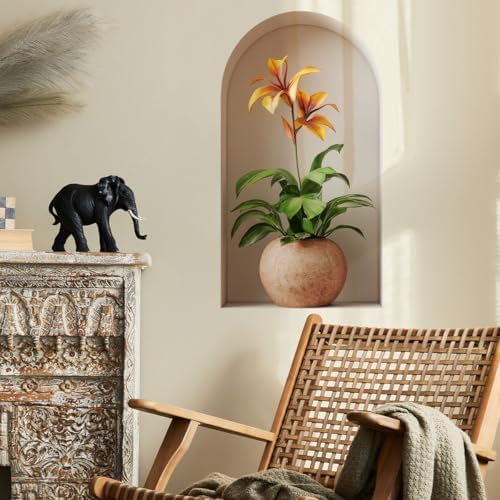 3D Potted Plants Wall Sticker Green Plants Decor for Living Room Bedroom