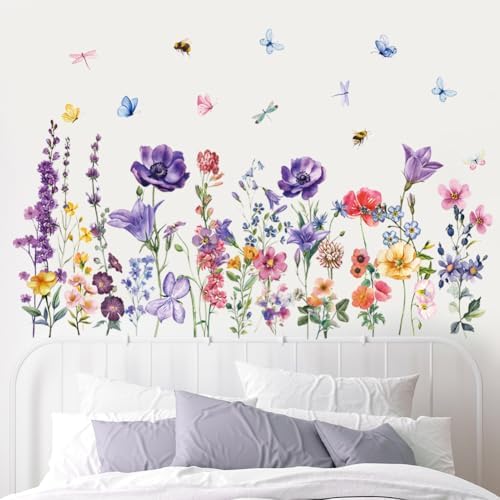 Colorful Wildflower Wall Stickers for Nursery and Kids Room