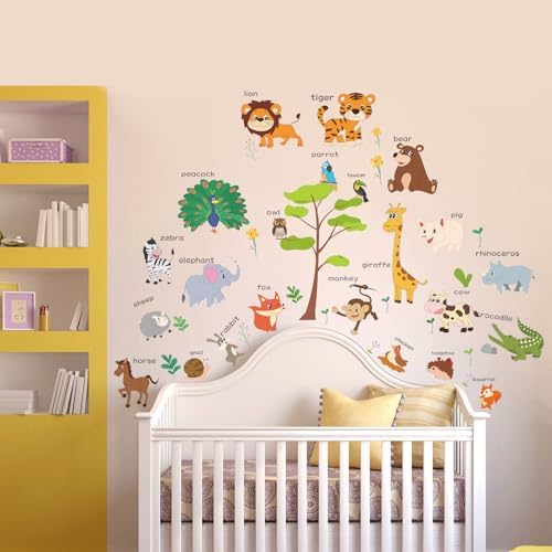 Large Animals Educational Wall Stickers for Kids