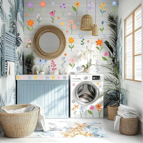 Wild Flower Wall Decals - 102 Pcs Garden Theme Stickers for Home Decor