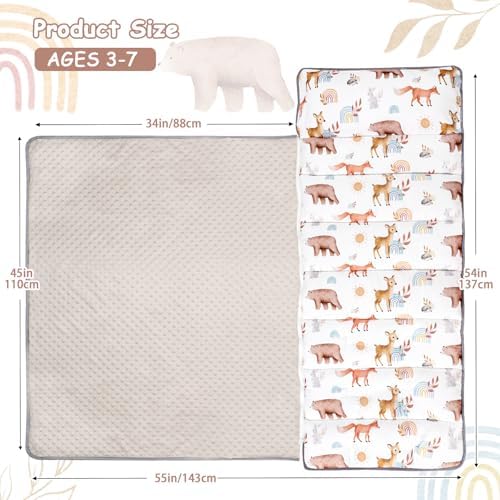 Toddler Nap Mat with Pillow and Blanket Soft Portable Sleep Mat for Kids