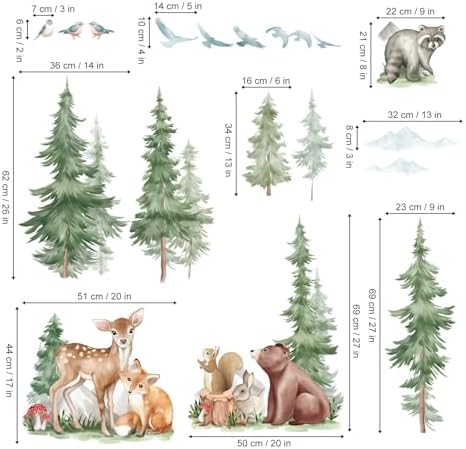 Wondever Mountain Tree Wall Stickers for Kids Room