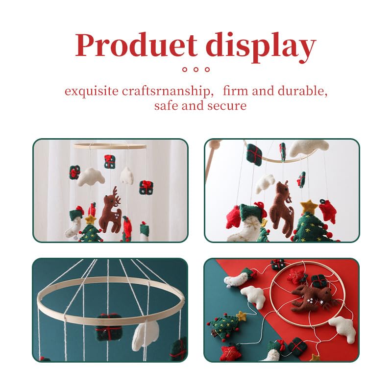 Christmas Crib Mobile Handmade Felt Reindeer Decor