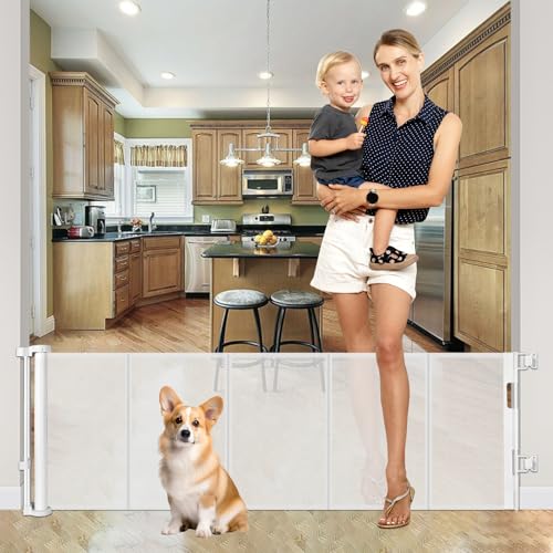 22 Inch Tall Retractable Dog Gate for Home Safety
