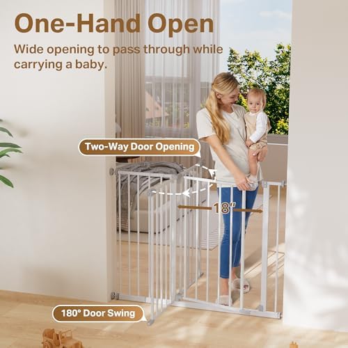 InnoTruth Baby Gate for Stairs and Doorways - White