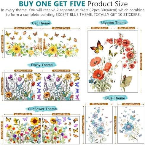 Buy One Get Five Boho Blue Flower Wall Decals