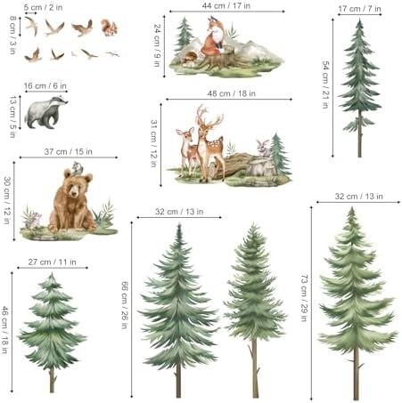 Wondever Mountain Tree Wall Stickers for Kids Bedroom Baby Nursery Decor