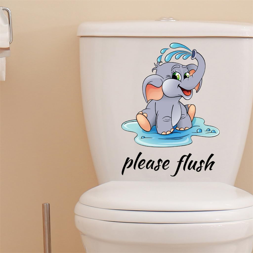 Cute Elephant Toilet Lid Wall Decal 906in x 1102in