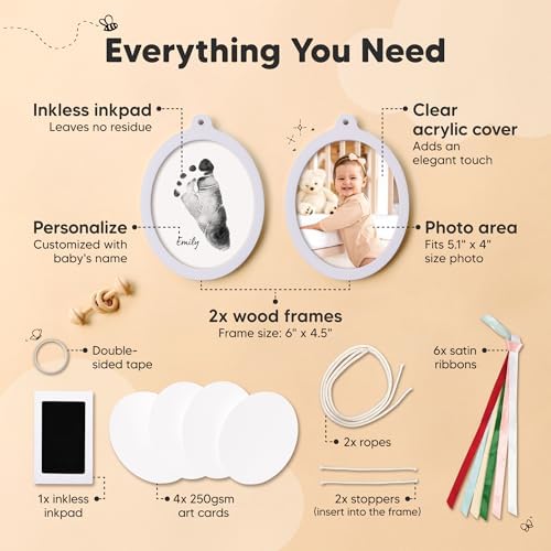 KeaBabies Inkless Baby Hand Footprint Ornament Kit 1