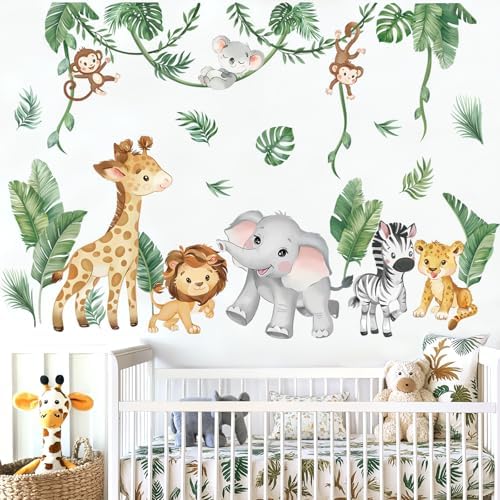 Wondever Jungle Animals Wall Stickers for Kids Room