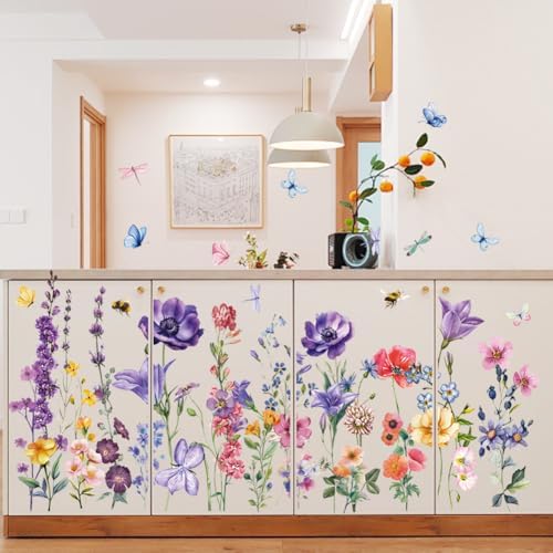 Colorful Wildflower Wall Stickers for Nursery and Kids Room
