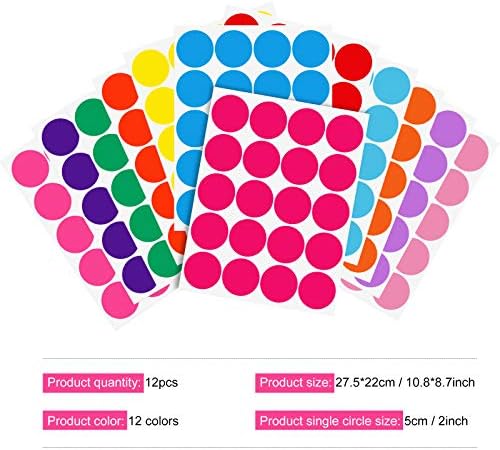 Zonon 240 Piece Rainbow Polka Dot Wall Decals
