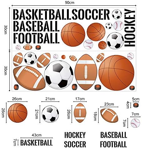 Supzone Sport Balls Wall Decals for Boys