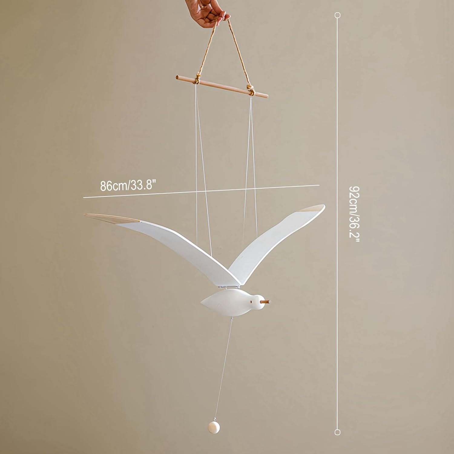 Wooden Seagull Mobile 34x86 Inches Wind Chime Decor