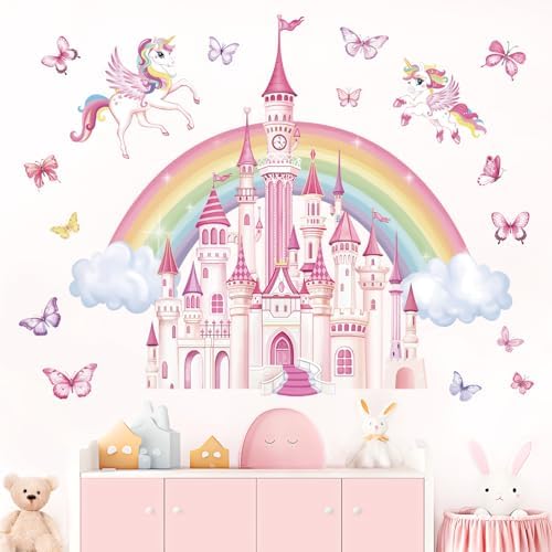 Wondever Rainbow Castle Wall Stickers for Baby Nursery