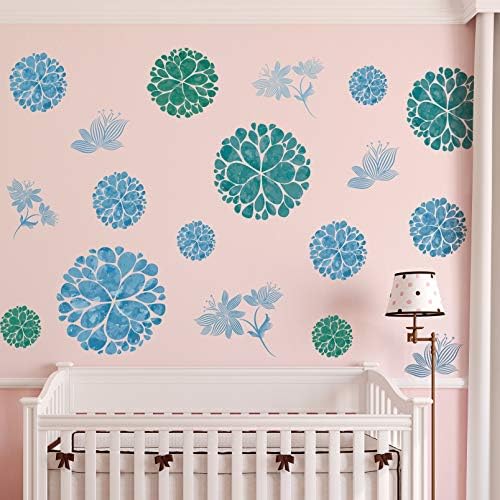 3D DIY Blue Flowers Wall Decals Stickers for Kids Room