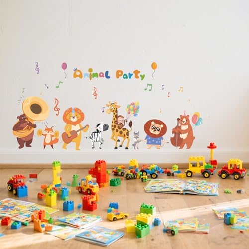 Kids Playroom Animals Wall Decals Large Colorful Wall Stickers for Nursery Daycare
