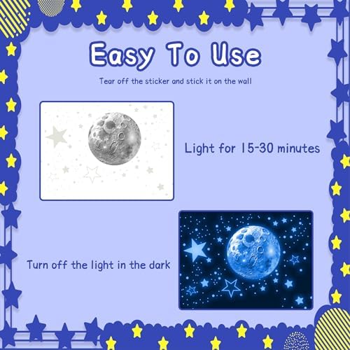 Robmoda Glow in The Dark Stars - 965 PCS Blue Sticker for Ceiling and Wall Decorations