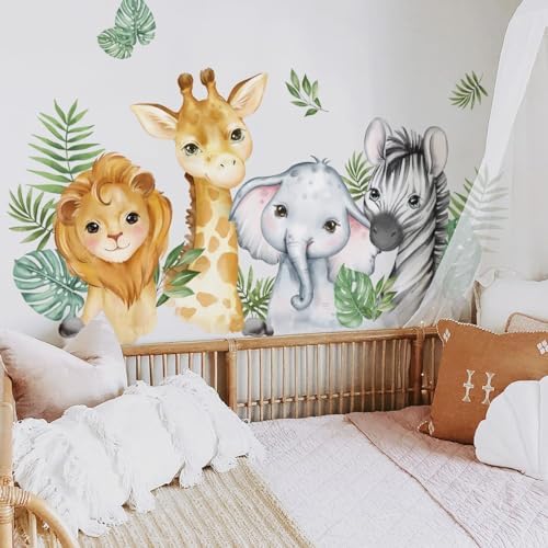 5251x2362 Inch Watercolor Jungle Animal Wall Decals