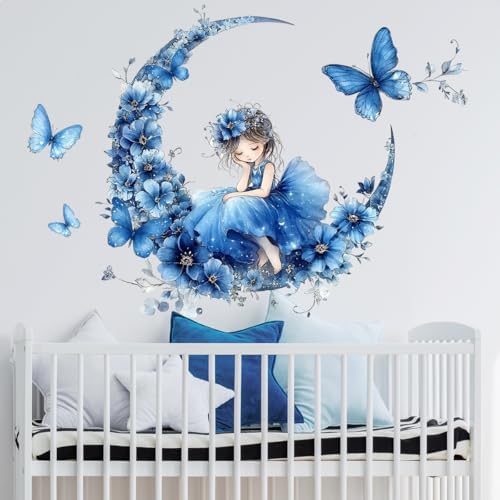 2 Sheets Blue Butterfly Wall Decals for Kids Room