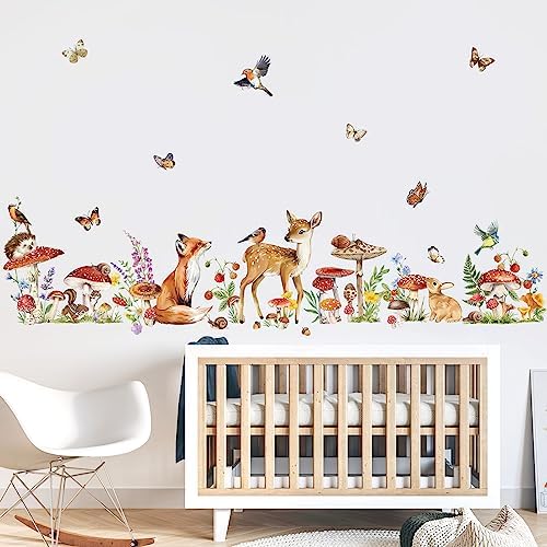 Wondever Woodland Animal Wall Stickers for Kids Bedroom Nursery Decor