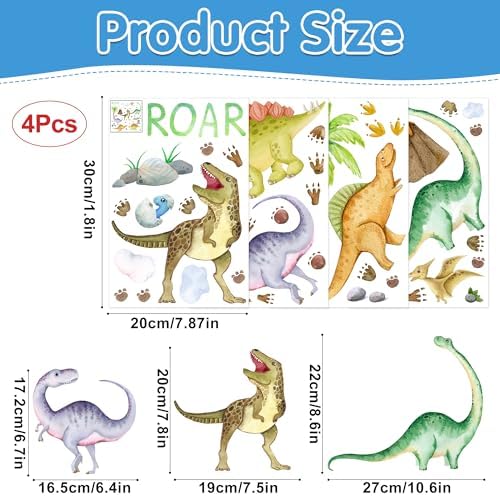 Glow in the Dark Dinosaur Wall Decals for Kids Room Decor