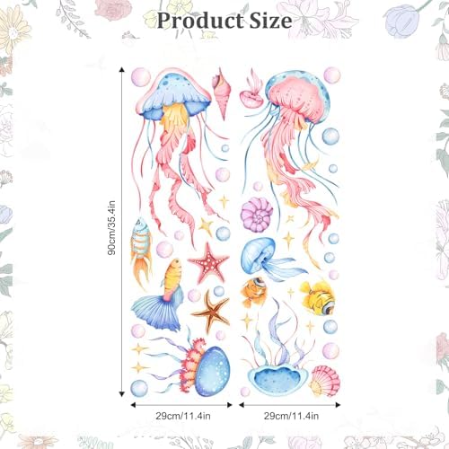 Decvictor Watercolor Jellyfish Wall Decals for Nursery Room Decor