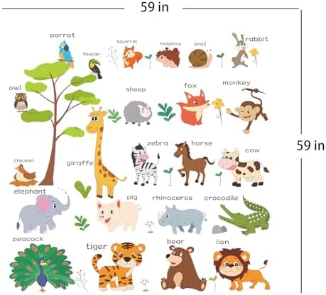 Large Animals Educational Wall Stickers for Kids
