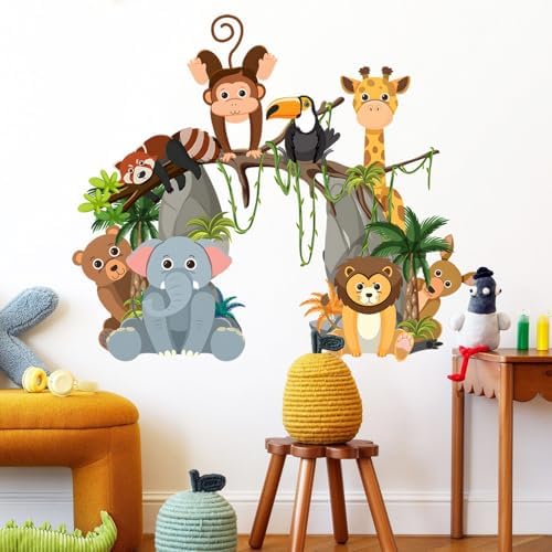 Jungle Animals Wall Decals for Kids Room and Nursery