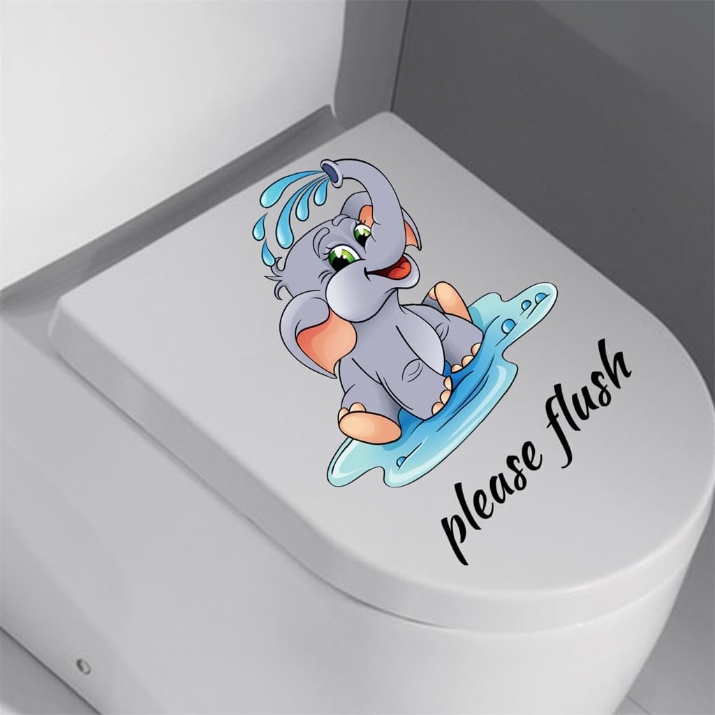 Cute Elephant Toilet Lid Wall Decal 906in x 1102in
