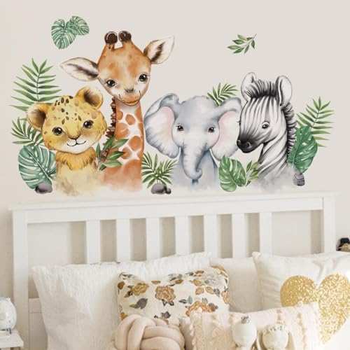 5251x2362 Inch Watercolor Jungle Animal Wall Decals