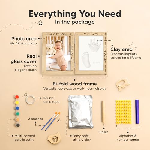 KeaBabies Personalized Hand Footprint Kit for Baby Showers