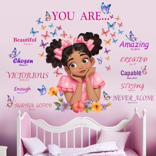 Amimagen African American Butterfly Wall Stickers for Kids